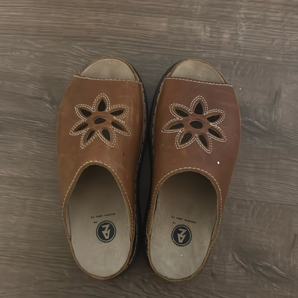 Arizona Boho Doc Marten Look Alike Flower Cut Out Leather Sandals
